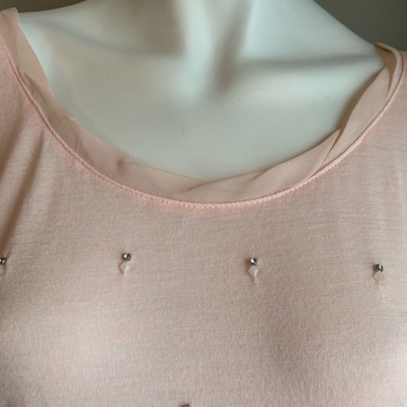 Maurices Pink Beaded Shear Short Sleeve Top Size 1x - Picture 5 of 8